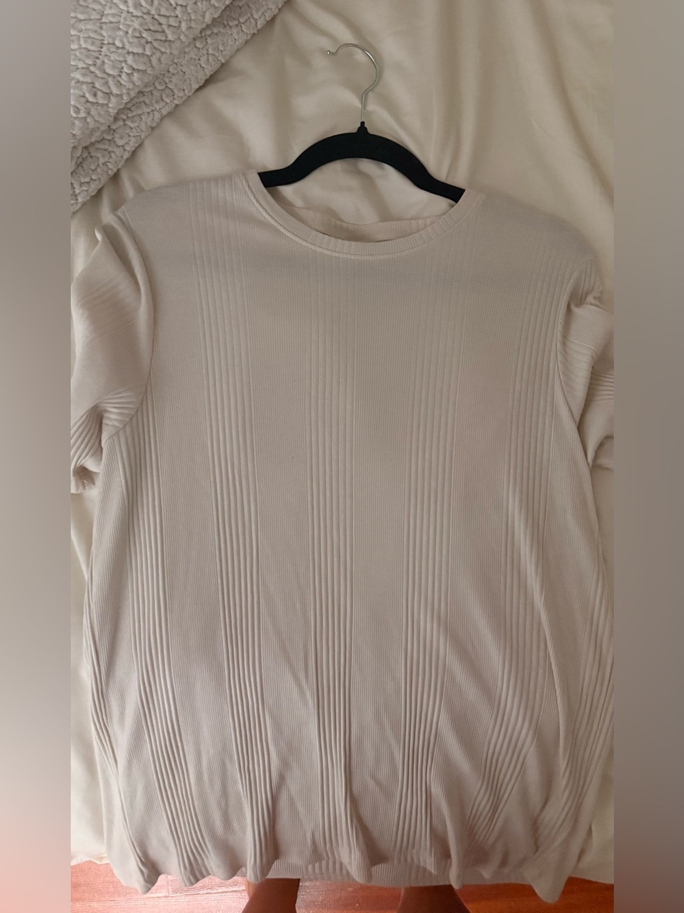 Women’s Pink Victoria Secret Ribbed Short Sleeve Top - Cream